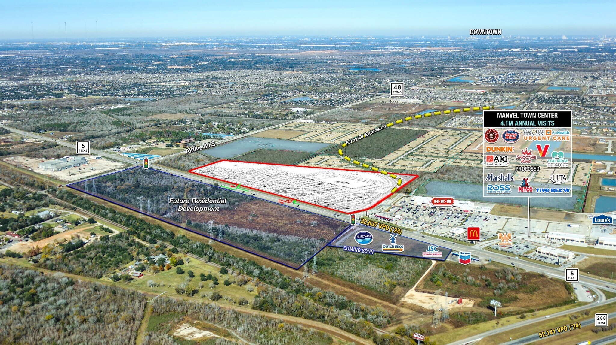 Highway 6 @ Kirby Dr, Manvel, TX for Rent