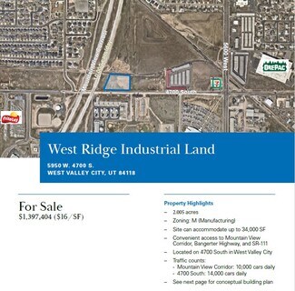 West Valley City, UT Industrial Land - 5950 4700