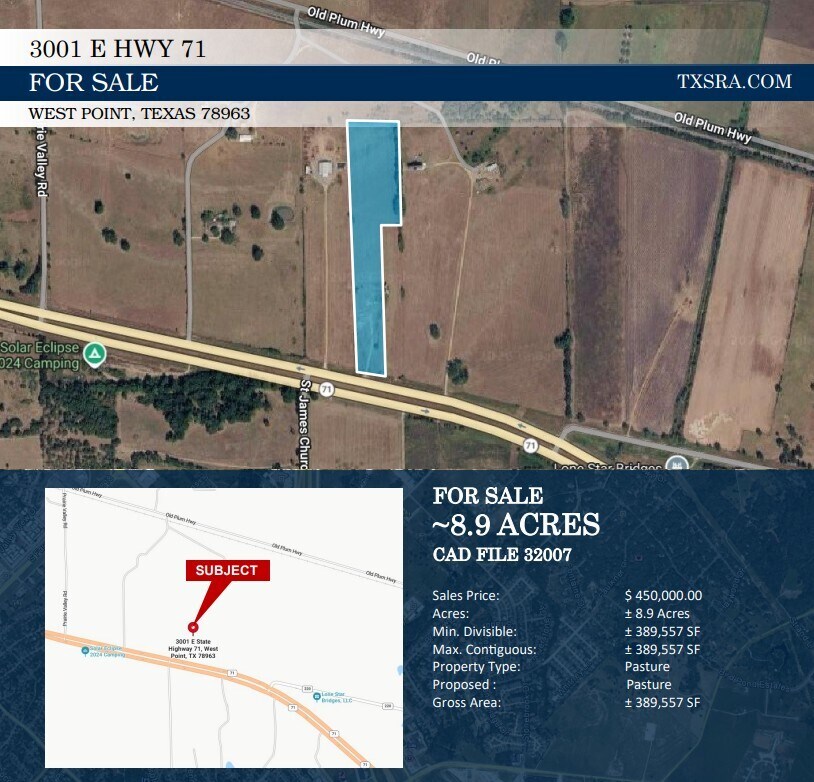 3001 E Hwy 71, West Point, TX for Sale