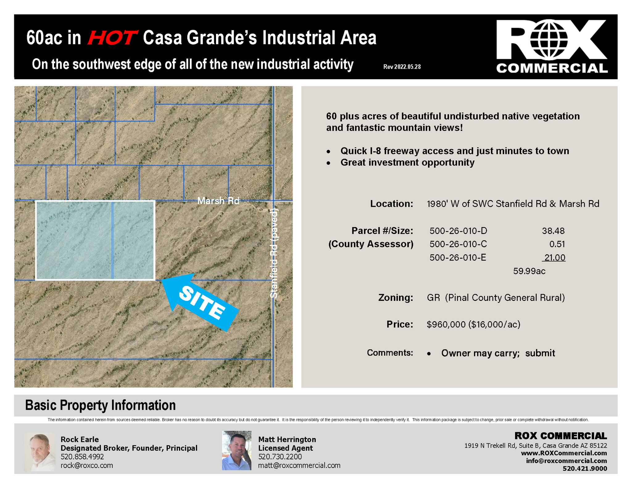 W Marsh & Stanfield Rd, Stanfield, AZ for Sale