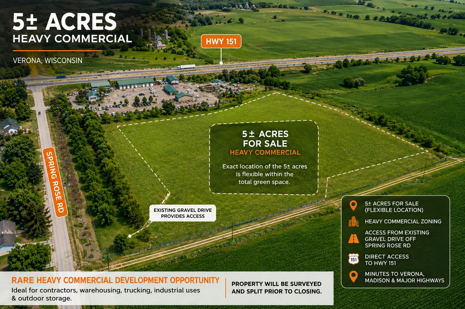 Spring Rose Rd @ US Hwy 51, Verona, WI for Sale