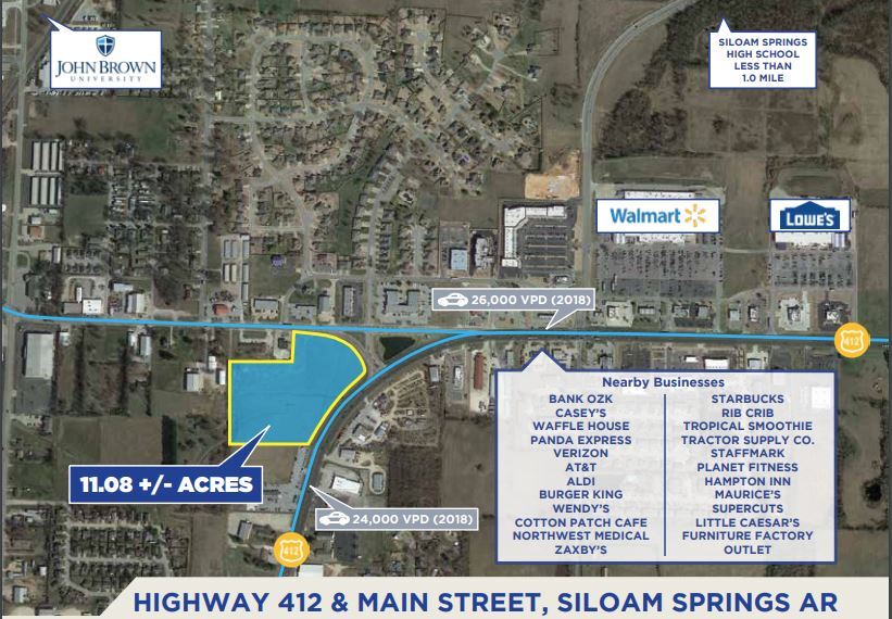 Hwy 412 @ Main St, Siloam Springs, AR for Sale