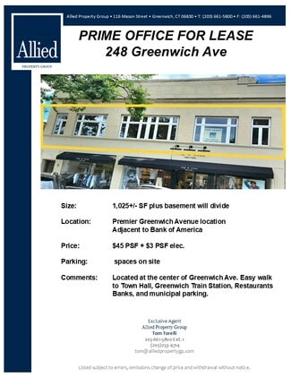 Greenwich, CT Office/Retail - 244 Greenwich Ave