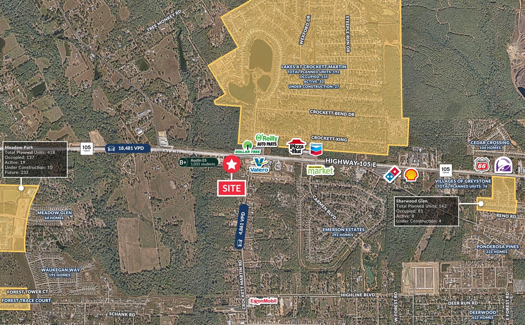 Highway 105 & Crockett Martin Rd, Conroe, TX for Rent