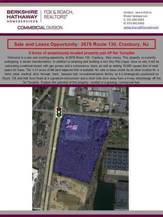 Cranbury, NJ Commercial Land - 2678 Route 130
