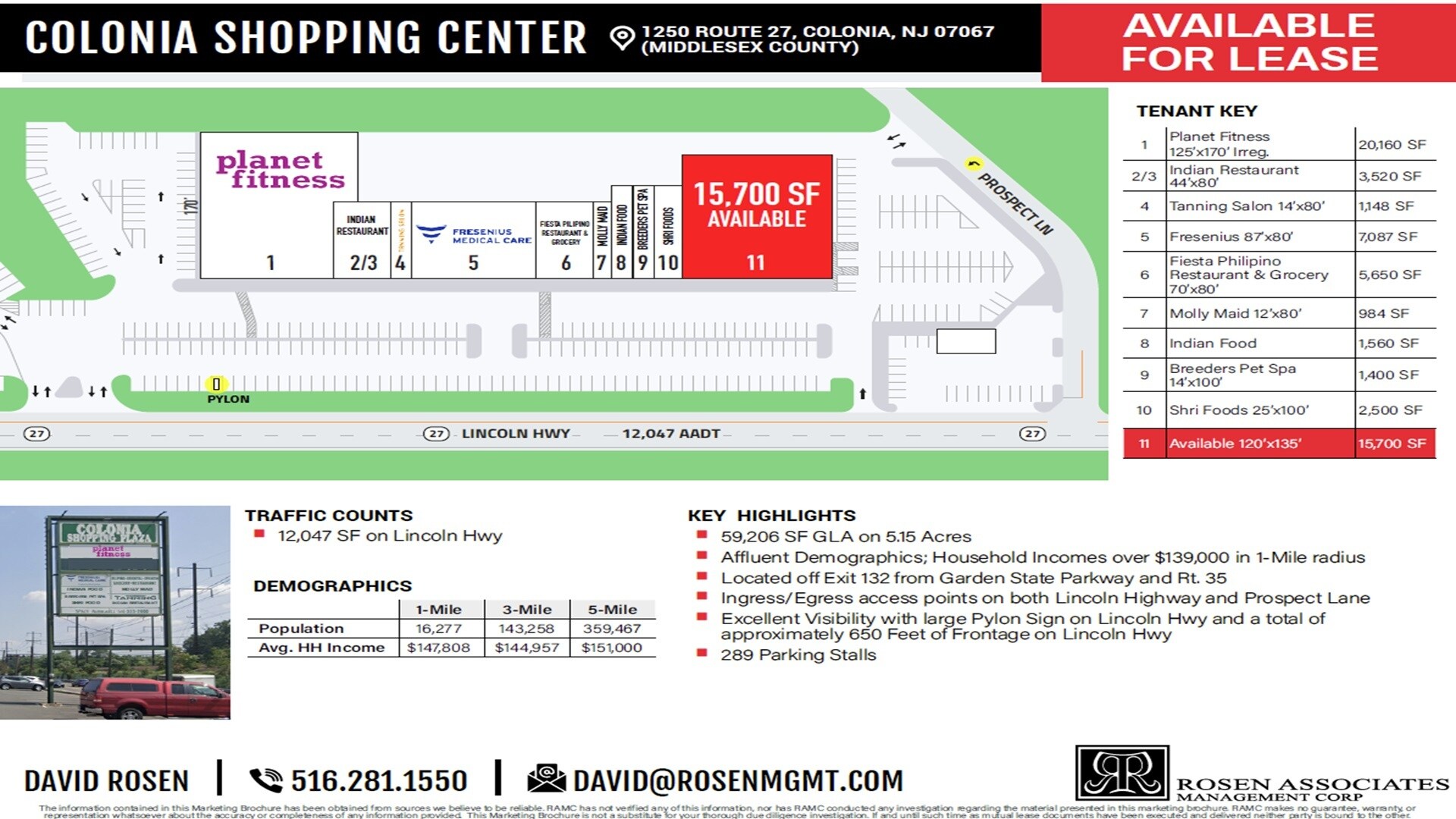 Rte 27 @ Rte. 27 & Prospect Rd., Woodbridge, NJ for Rent