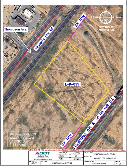 East Side of State Route 66 and South of Thompson, Kingman, AZ for Sale