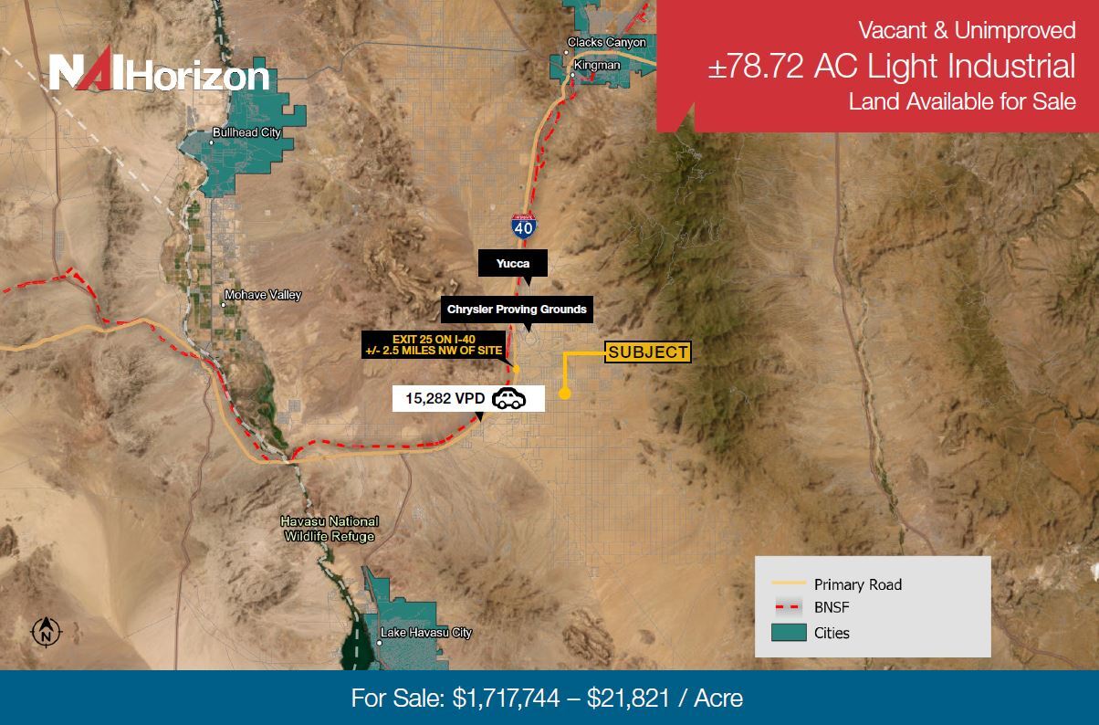 ±78.72 AC Light Industrial Land, Yucca, AZ for Sale