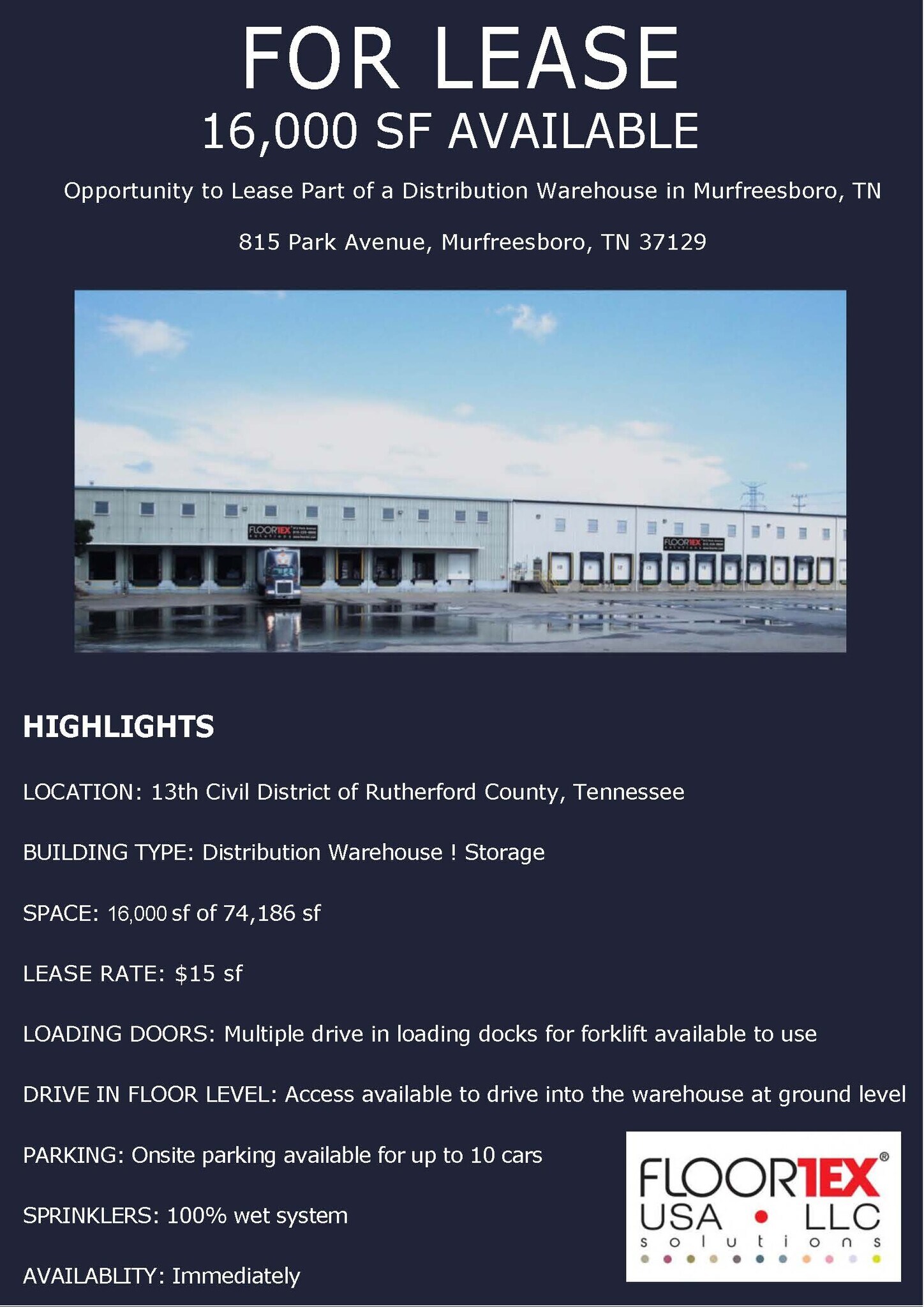 815 Park Ave Murfreesboro, TN 37129 Industrial Property for Lease on