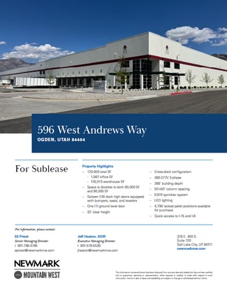 Ogden, UT Industrial - 596 596 West Andrews Way Way