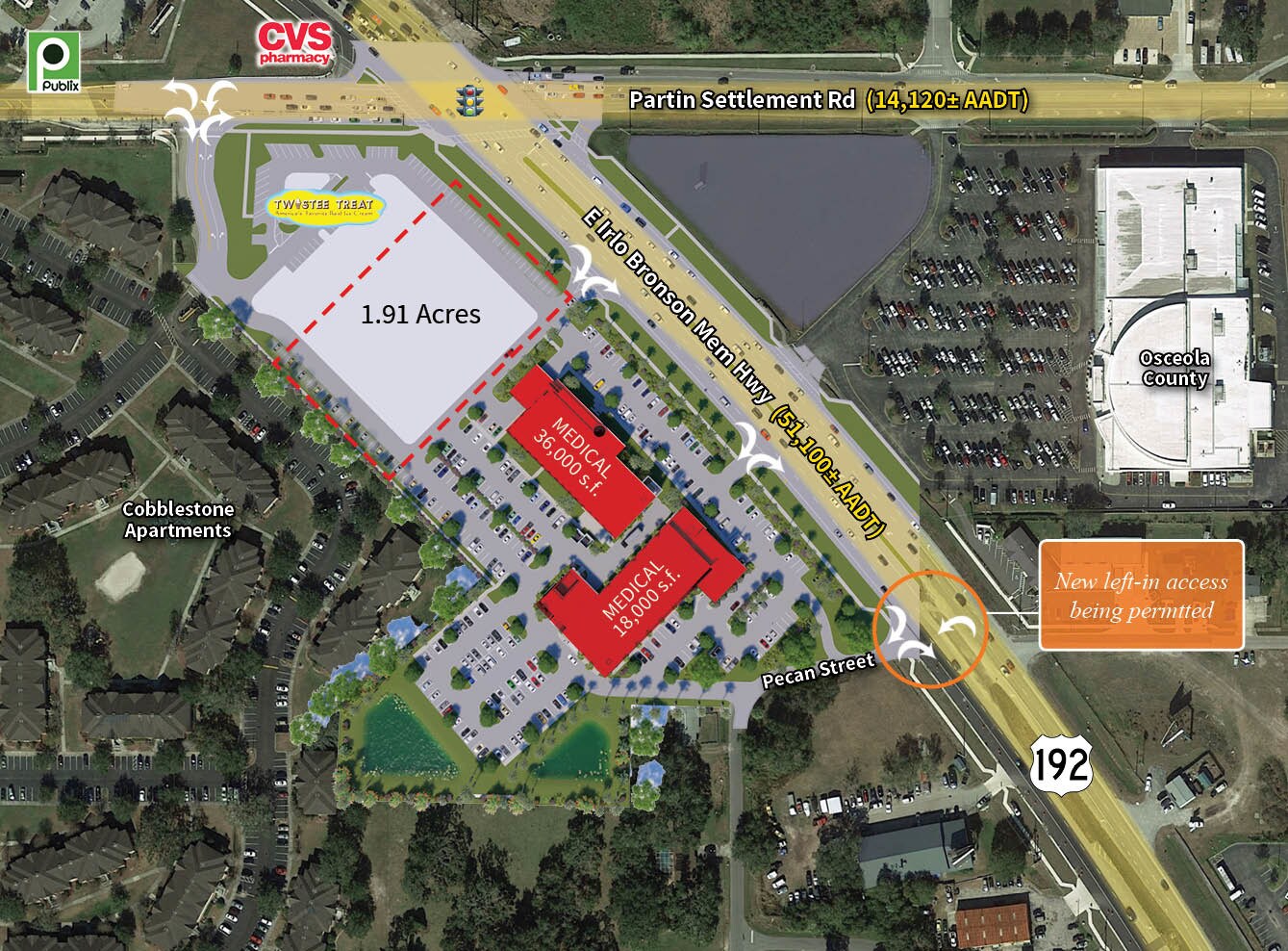 2500 E Irlo Bronson Memorial Hwy Kissimmee, FL 34744 Land Property for Lease on