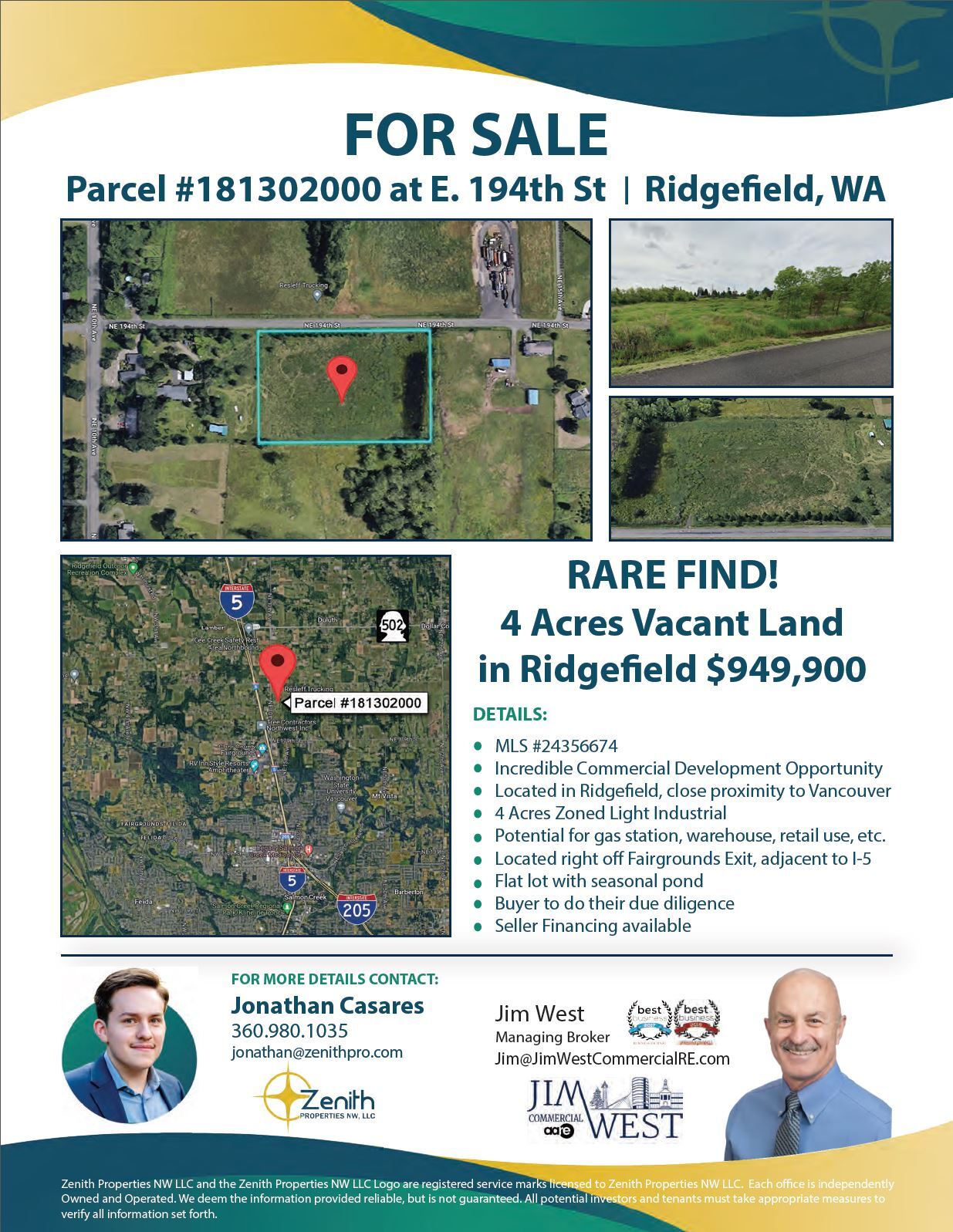 Parcel #181302000 at NE 194th St, Ridgefield, WA for Sale