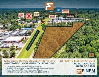 Aiken, SC Commercial Land - Rutland Ave