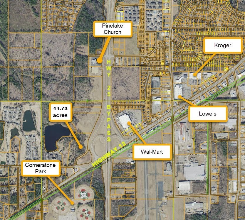 11.73 acres W Side of Hwy 25 @ Carter Blvd, Starkville, MS for Sale