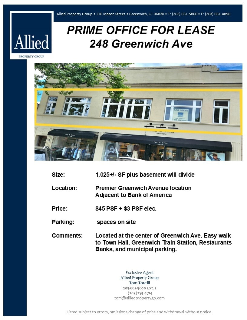 248 Greenwich Ave, Greenwich, CT for Rent
