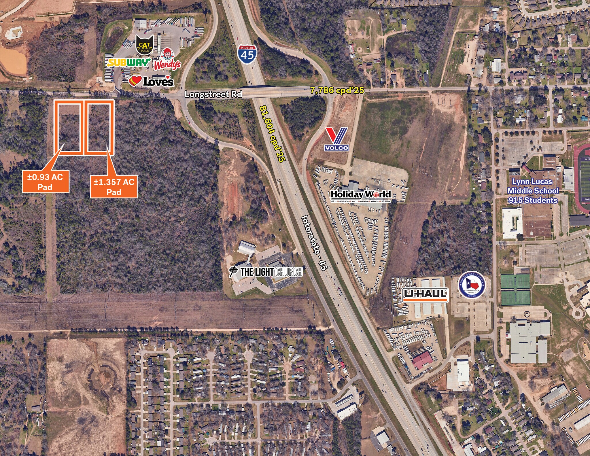 SWQ of Longstreet and I-45 rd, Willis, TX for Rent