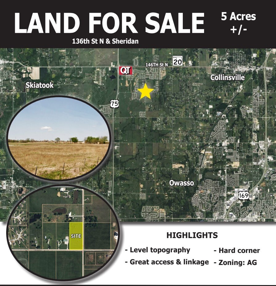 NWC of 136th N & Sheridan, Collinsville, OK for Sale