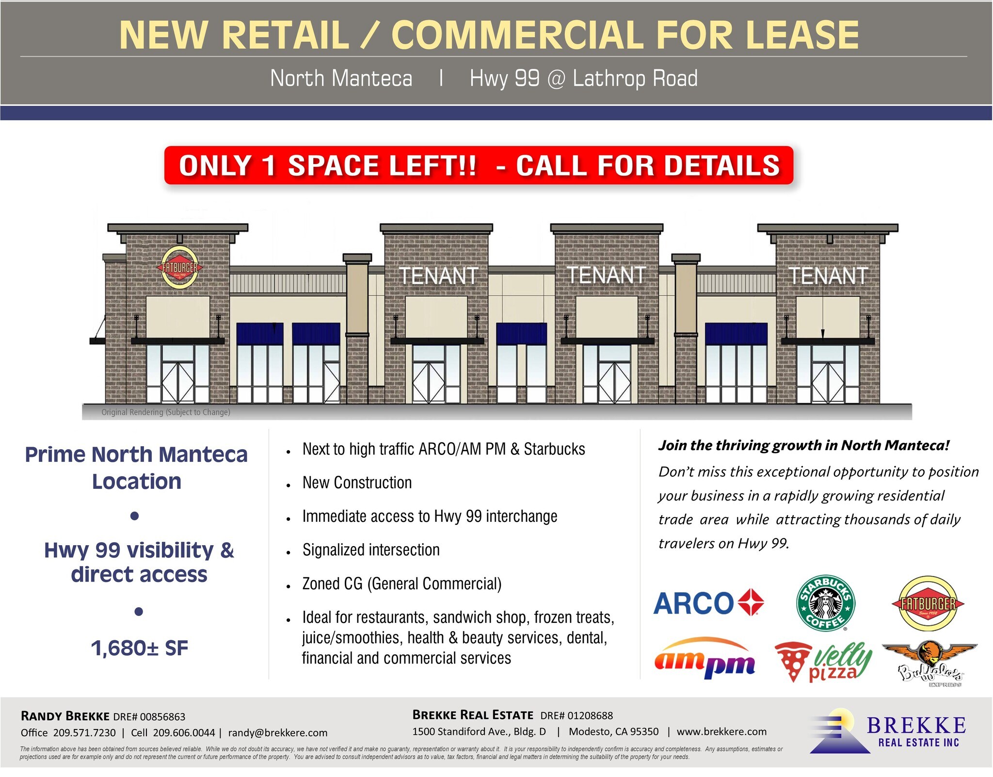 Hwy 99 & Lathrop Rd, Manteca, CA for Rent