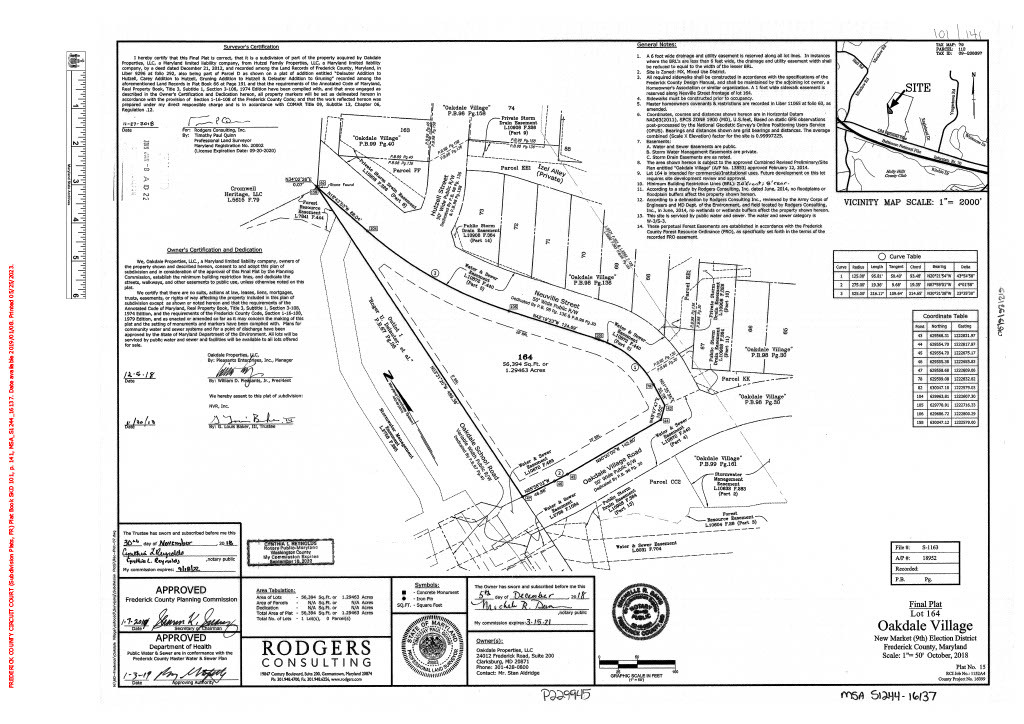 Lot 164 Oakdale Village Road & Neuville St, New Market, MD for Sale