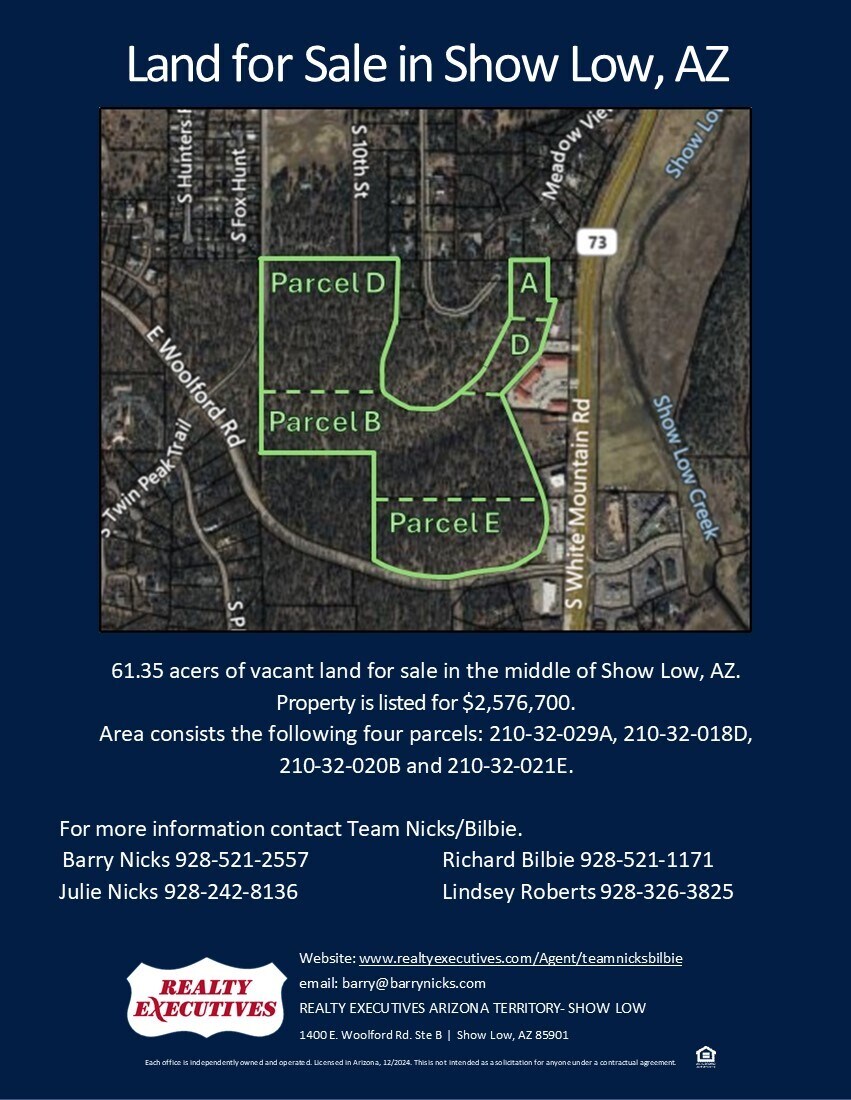 4 Parcels in the heart of Show Low, Show Low, AZ for Sale