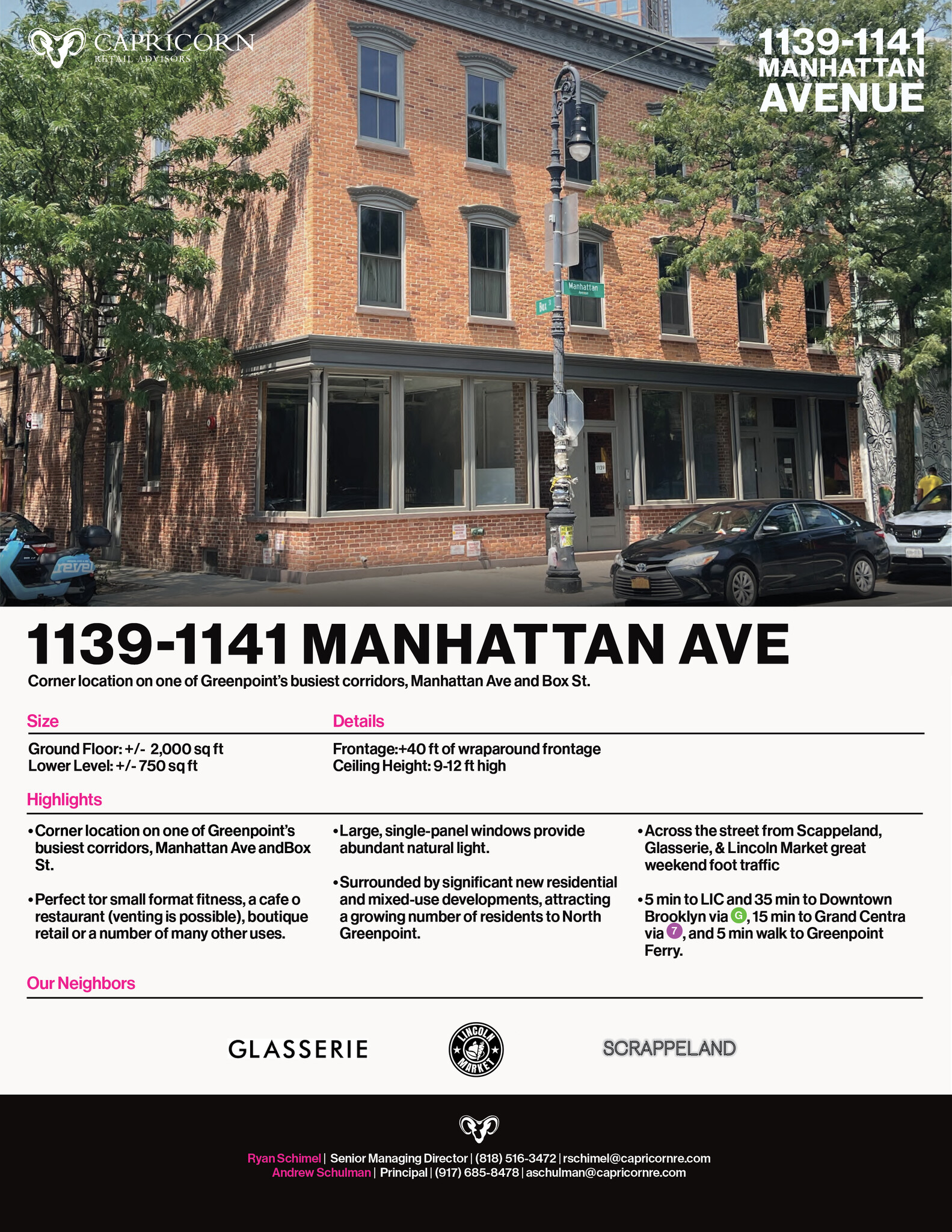 1139-1141 Manhattan Ave, Brooklyn, NY for Rent